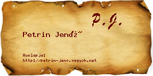 Petrin Jenő névjegykártya